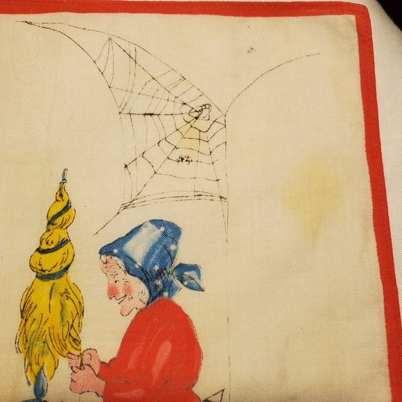 Vintage Child's Hankerchief Hanky Fairytale Sleeping Beauty Some Stains - Picture 2 of 6